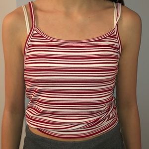 red and white striped spaghetti strapped